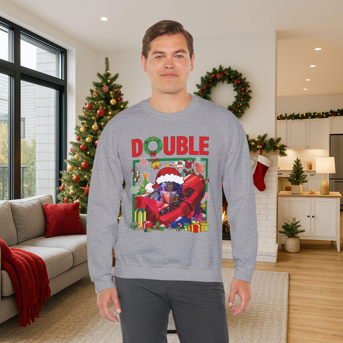 Double Optimus Prime Inspired Christmas Sweatshirt | Transformers Hero Holiday Sweater