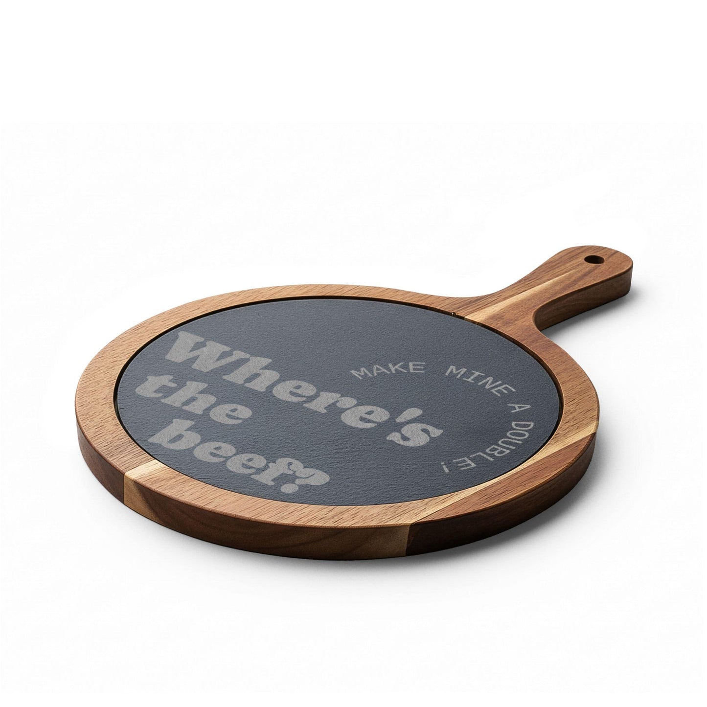 Wheres the Beef? Engraved Charcuterie Board with Slate Insert | Funny Serving Board | Acacia Wood Cheese Board Gift