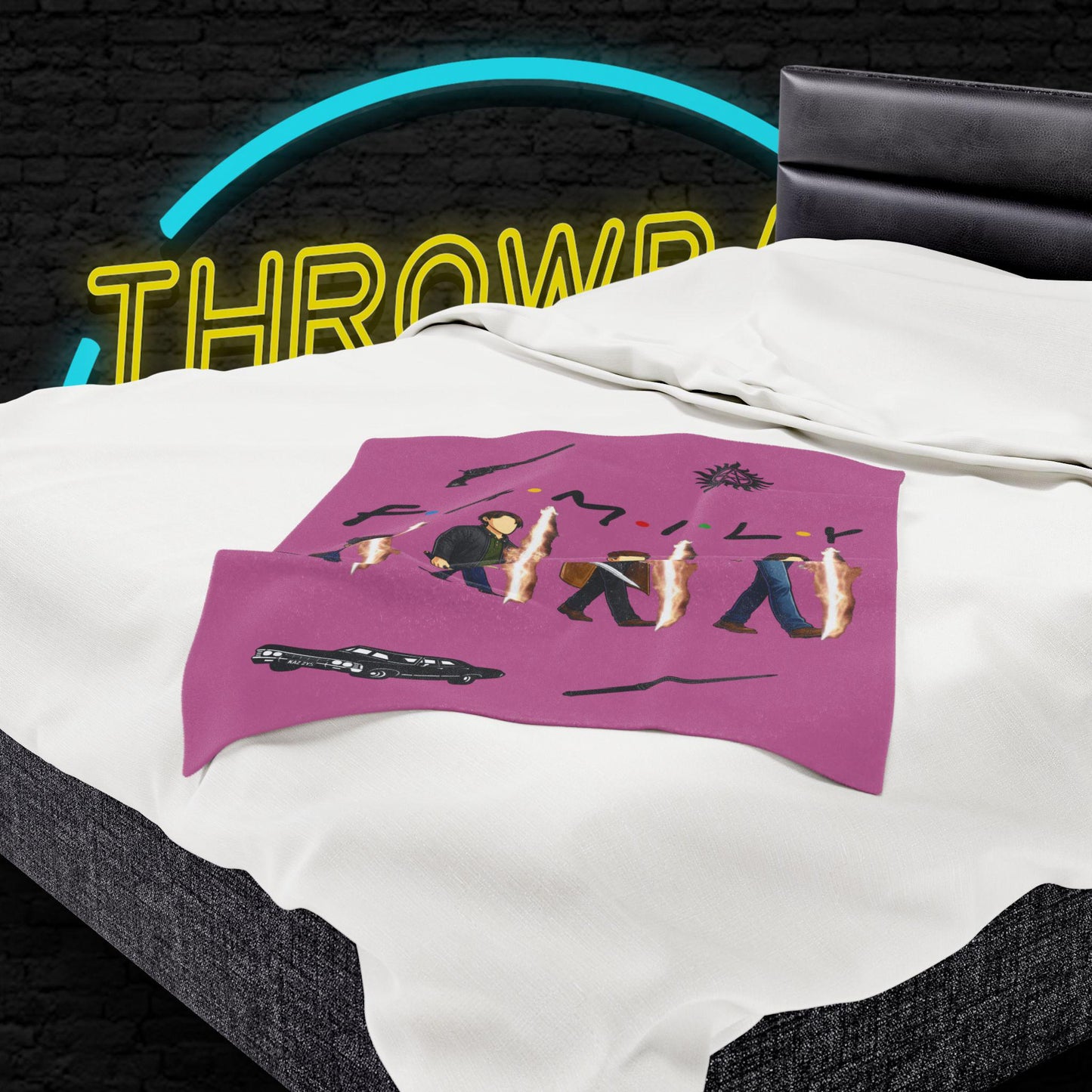 SPN Family Rift Travelers Blanket | Found Family Throw Blanket | Fan-Inspired TV Tribute | Light Pink Blanket (30x40, 50x60, 60x80)