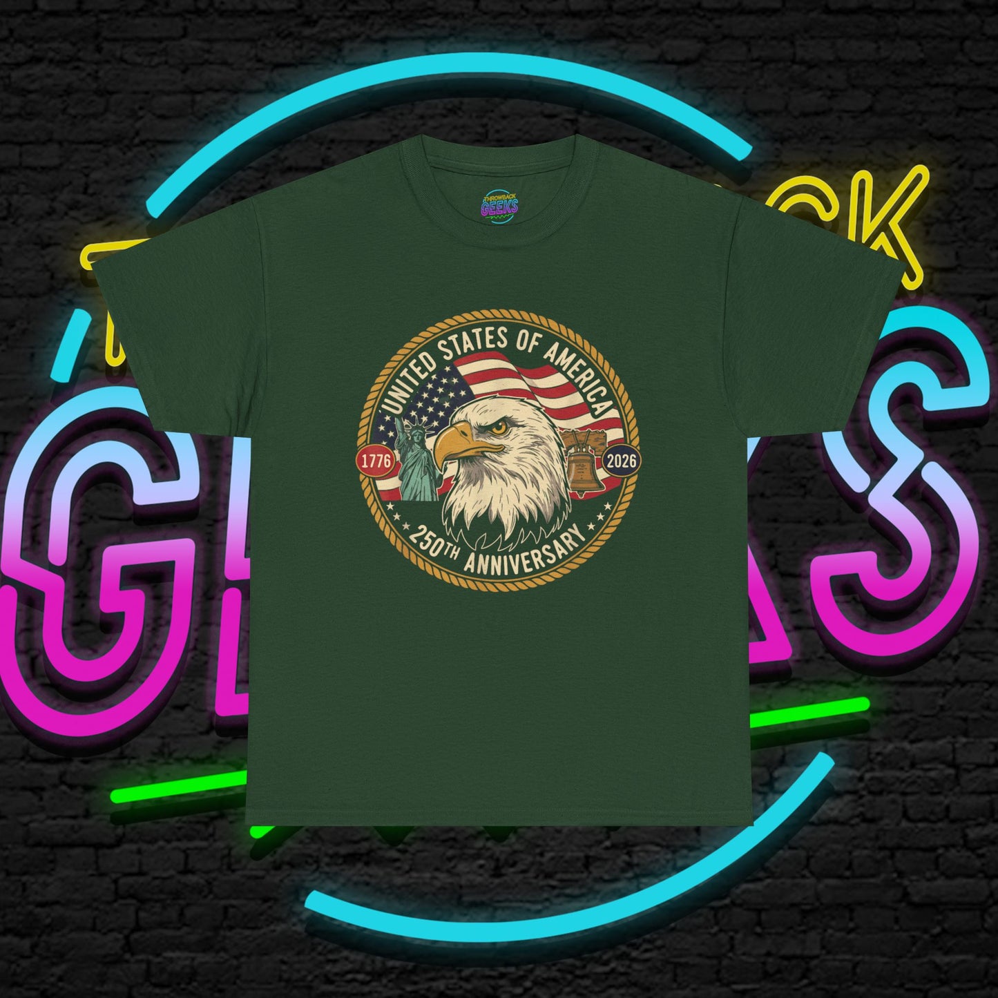 USA 250th Anniversary Shirt, Patriotic Bald Eagle Tee, American Flag Crest Graphic, Independence Day Outfit, Veteran Gift, Unisex T-Shirt