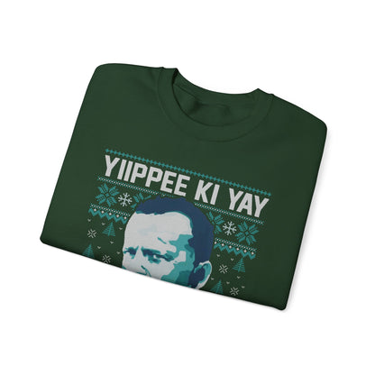 Yippee Ki Yay Merry Christmas Sweatshirt | Die Hard Inspired Ugly Christmas Sweater | Retro Action Movie Crewneck