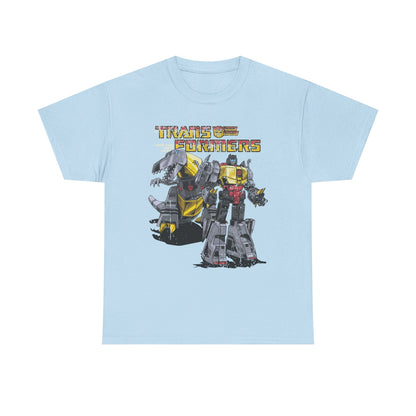 Vintage Transformers Parody T Shirt | Retro Mech Bots Distressed Tee | 80s Cartoon Robot Graphic Shirt