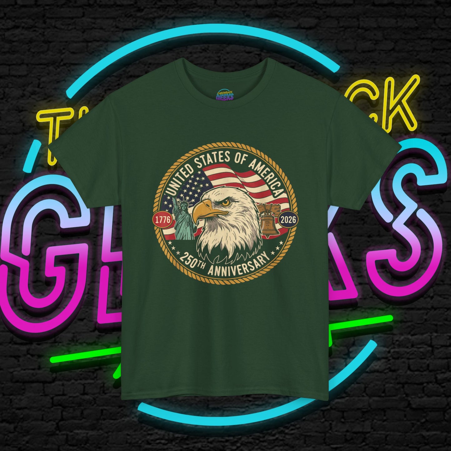 USA 250th Anniversary Shirt, Patriotic Bald Eagle Tee, American Flag Crest Graphic, Independence Day Outfit, Veteran Gift, Unisex T-Shirt