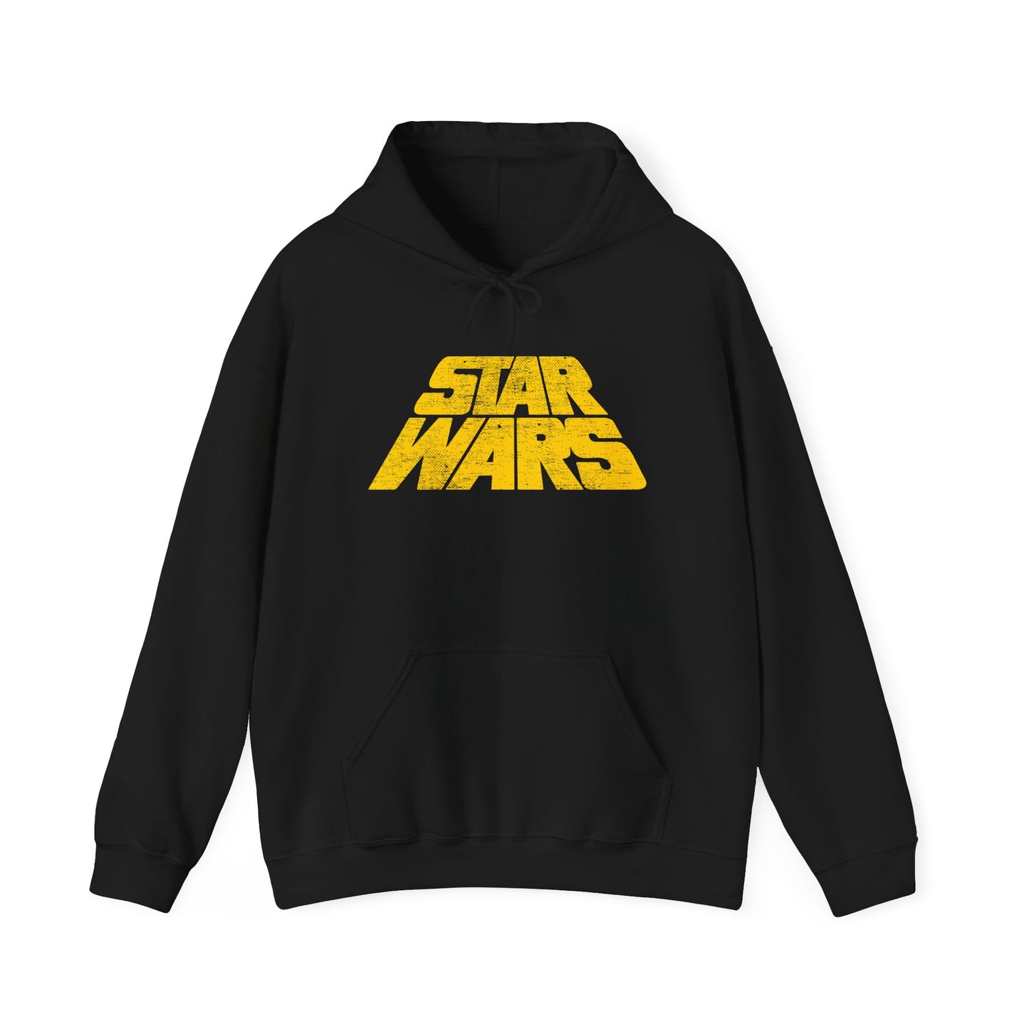 Star Wars Hoodie - Vintage Distressed Logo Pullover, Retro Galactic Saga Fleece Sweatshirt, Classic Sci-Fi Fan Gift, Unisex Gildan 18500