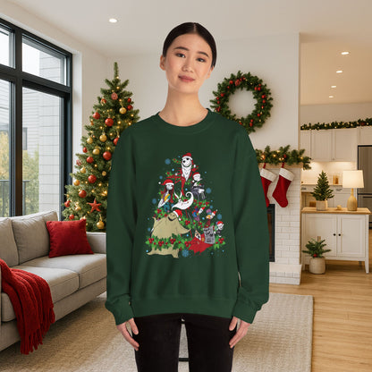 Nightmare Before Christmas Tree Sweatshirt | Jack Sally Zero Oogie Inspired Ugly Christmas Sweater | Spooky Holiday Top