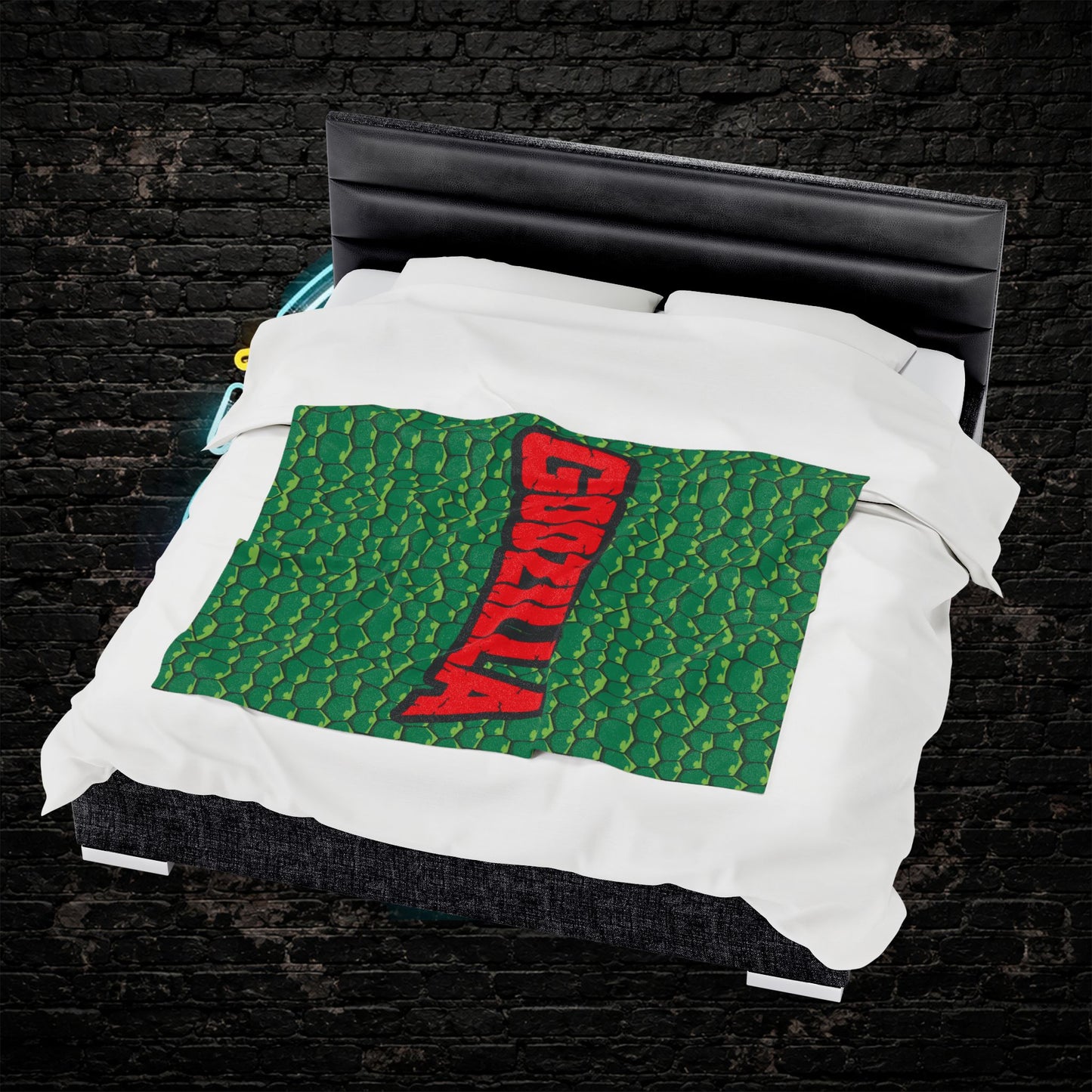 Blanket, Godzilla inspired Velveteen Plush Blanket, Big Monster Movie Night, Cozy Throw for Kaiju Fans, Super Soft Bedding, Unique Home