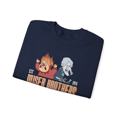 Miser Brothers Heating and Cooling Sweatshirt | Two-Tone Logo | Heat Miser and Snow Miser Christmas Crewneck