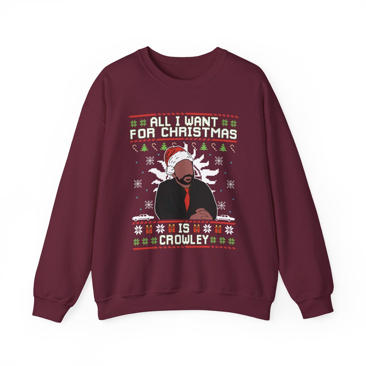 All I Want For Christmas Is Crowley Sweatshirt | Supernatural Inspired Ugly Christmas Sweater | King Of Hell Holiday Top