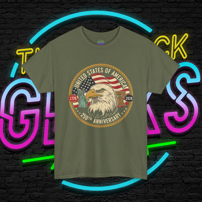 USA 250th Anniversary Shirt, Patriotic Bald Eagle Tee, American Flag Crest Graphic, Independence Day Outfit, Veteran Gift, Unisex T-Shirt