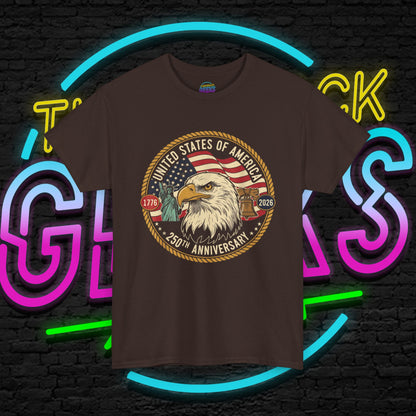 USA 250th Anniversary Shirt, Patriotic Bald Eagle Tee, American Flag Crest Graphic, Independence Day Outfit, Veteran Gift, Unisex T-Shirt