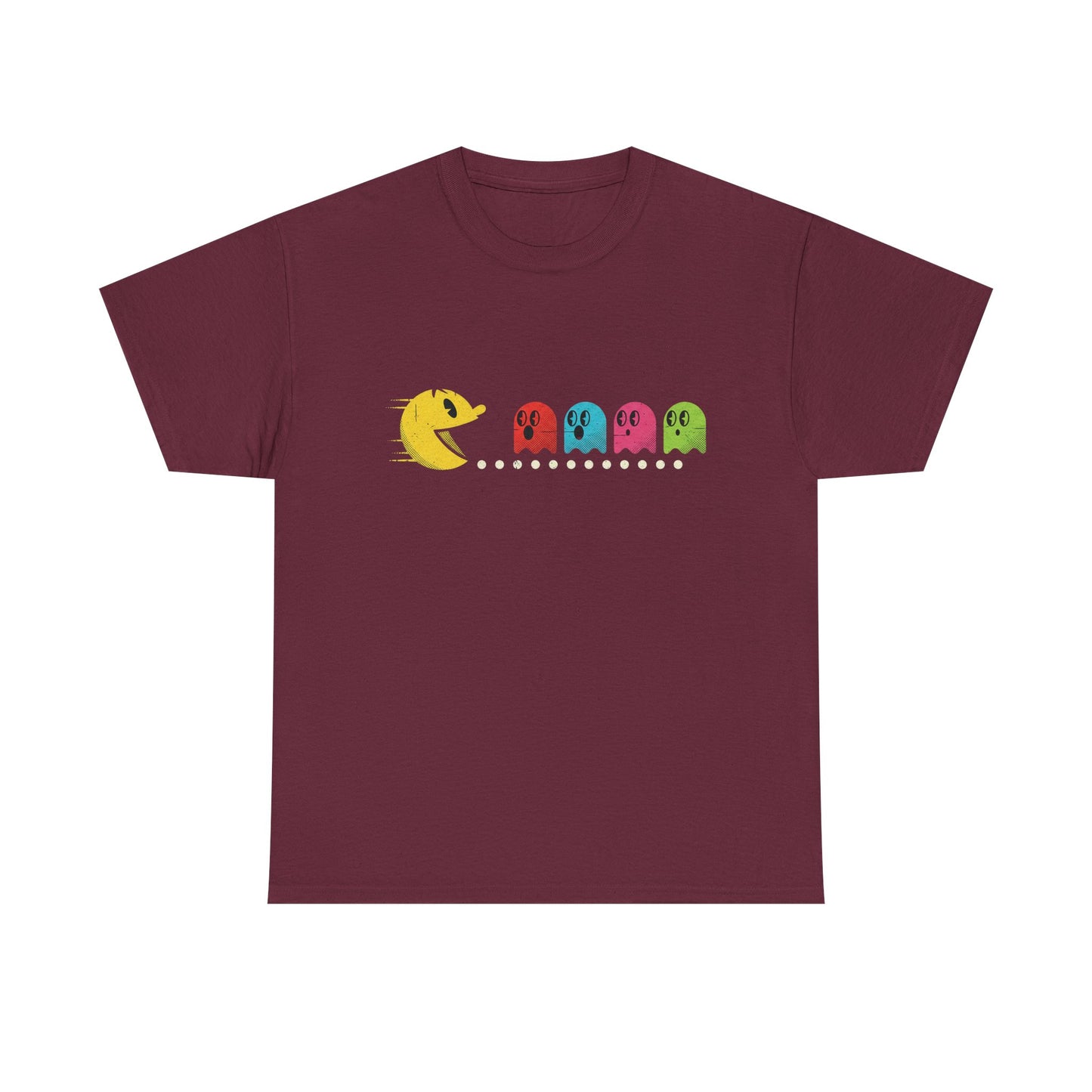 Vintage Pac-Man Inspired Retro Ghost Lineup T-Shirt | Classic Arcade Gamer Tee | Ghosts Chomping Graphic Shirt