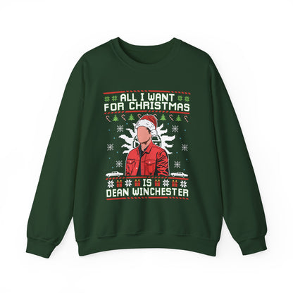 All I Want For Christmas Is Dean Winchester Sweatshirt | Supernatural Ugly Christmas Sweater | Dean Winchester Holiday Top