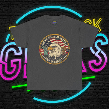 USA 250th Anniversary Shirt, Patriotic Bald Eagle Tee, American Flag Crest Graphic, Independence Day Outfit, Veteran Gift, Unisex T-Shirt