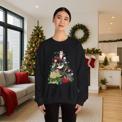 Nightmare Before Christmas Tree Sweatshirt | Jack Sally Zero Oogie Inspired Ugly Christmas Sweater | Spooky Holiday Top