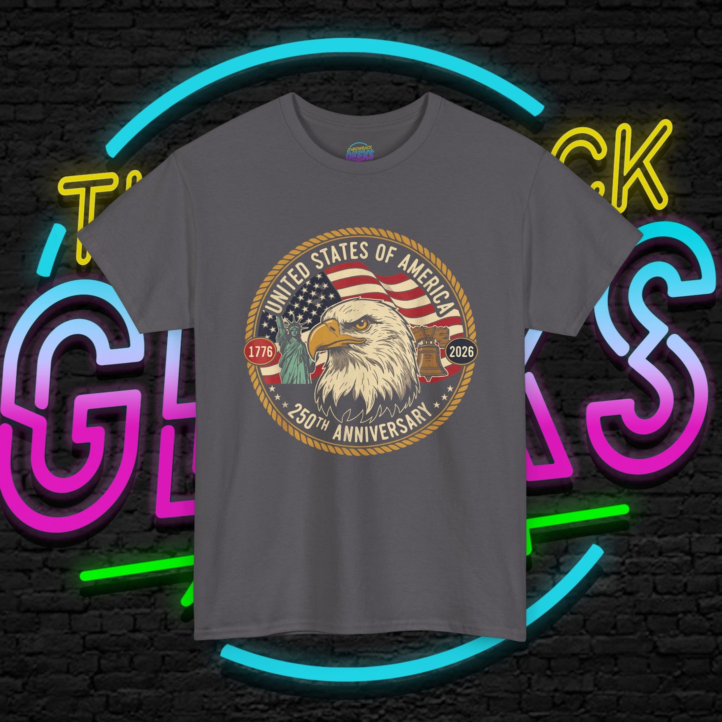 USA 250th Anniversary Shirt, Patriotic Bald Eagle Tee, American Flag Crest Graphic, Independence Day Outfit, Veteran Gift, Unisex T-Shirt