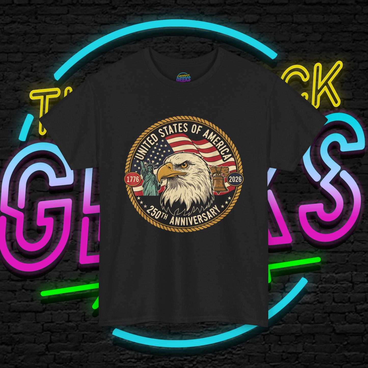 USA 250th Anniversary Shirt, Patriotic Bald Eagle Tee, American Flag Crest Graphic, Independence Day Outfit, Veteran Gift, Unisex T-Shirt