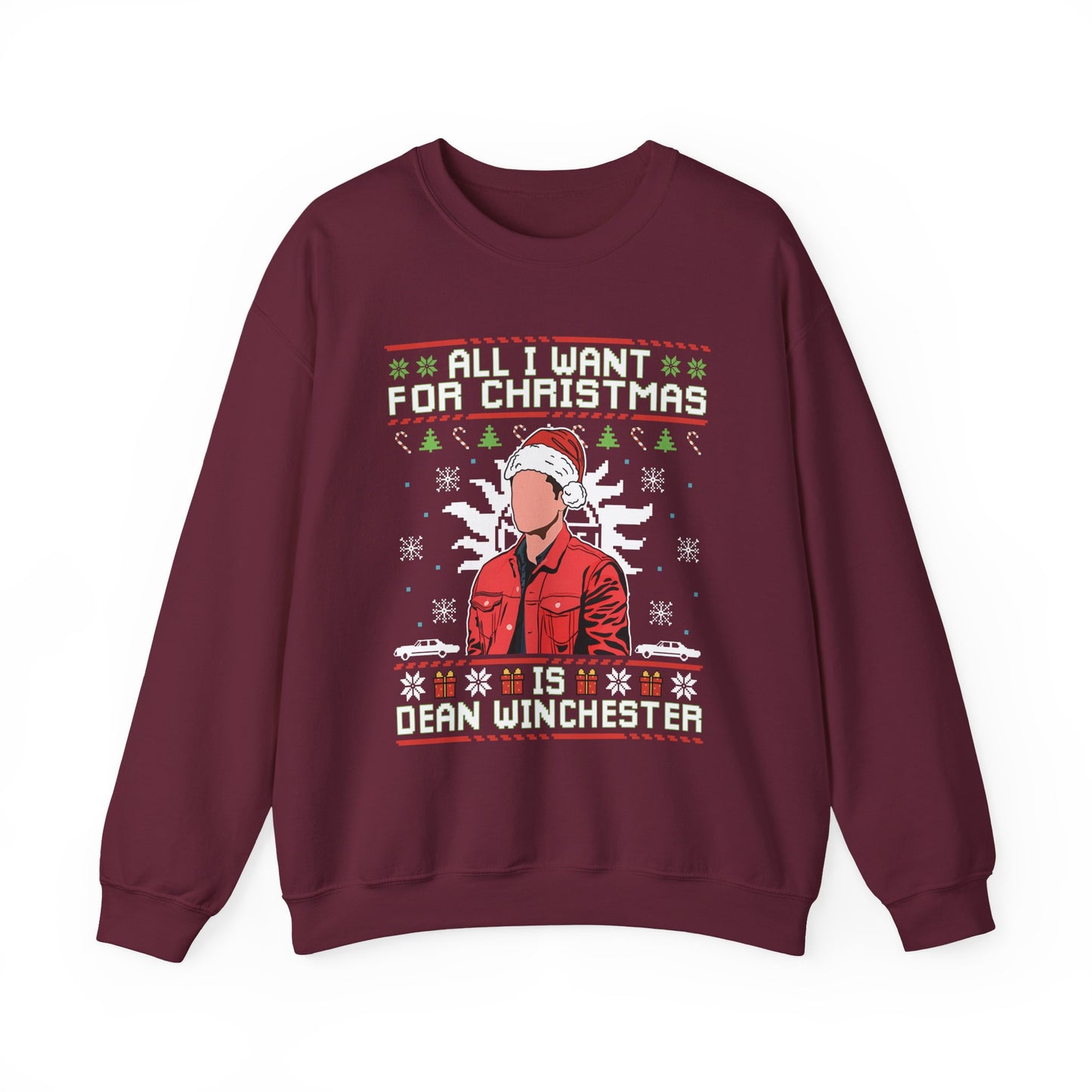 All I Want For Christmas Is Dean Winchester Sweatshirt | Supernatural Ugly Christmas Sweater | Dean Winchester Holiday Top