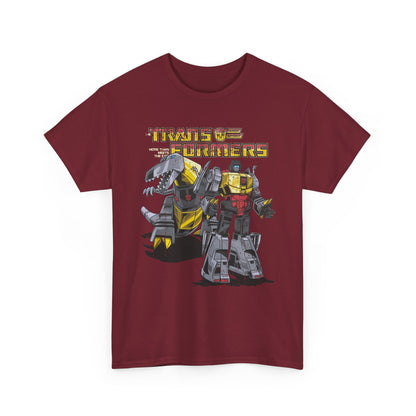 Vintage Transformers Parody T Shirt | Retro Mech Bots Distressed Tee | 80s Cartoon Robot Graphic Shirt