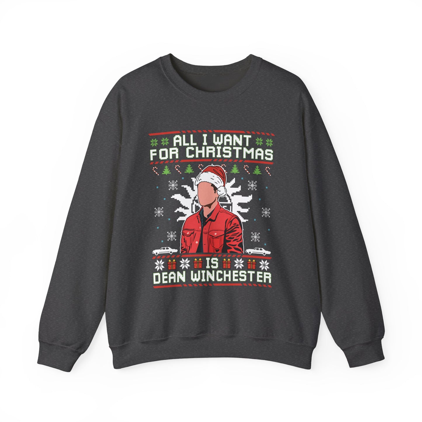 All I Want For Christmas Is Dean Winchester Sweatshirt | Supernatural Ugly Christmas Sweater | Dean Winchester Holiday Top
