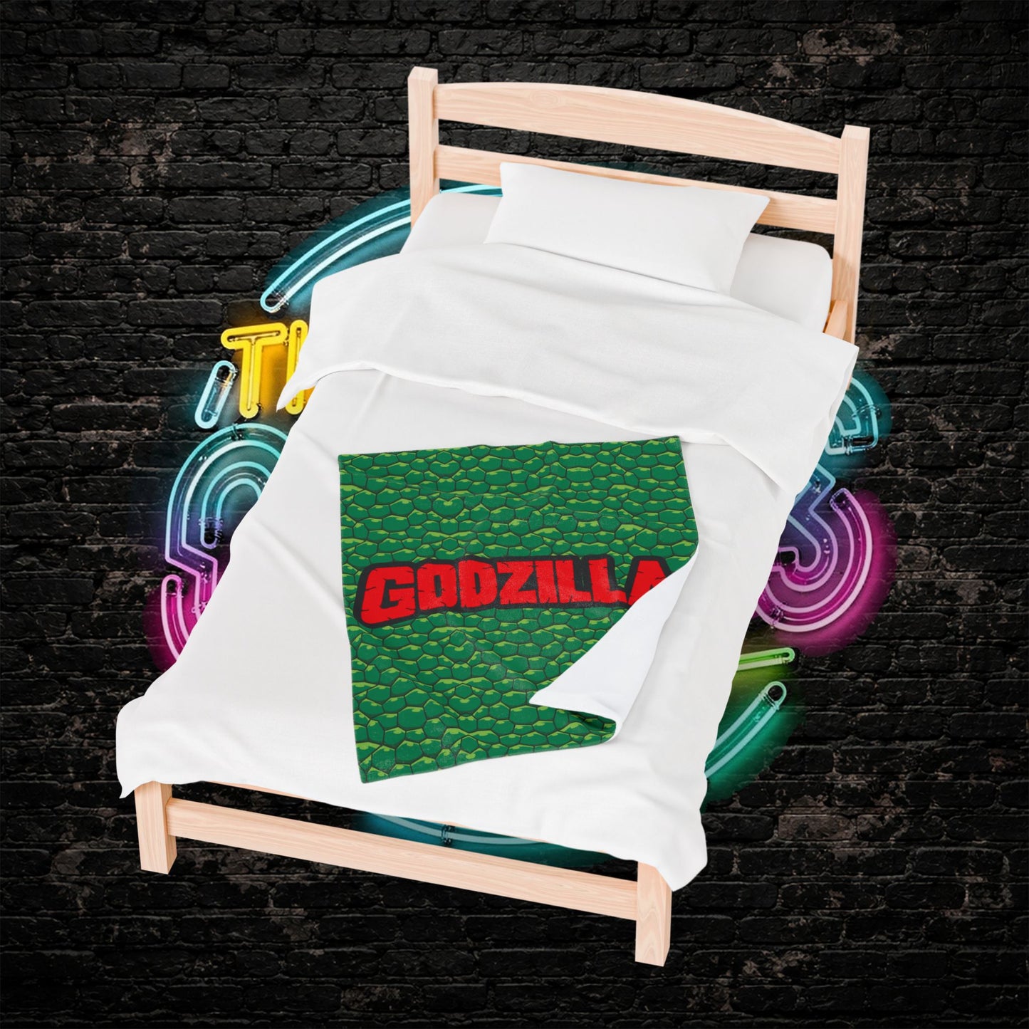 Blanket, Godzilla inspired Velveteen Plush Blanket, Big Monster Movie Night, Cozy Throw for Kaiju Fans, Super Soft Bedding, Unique Home