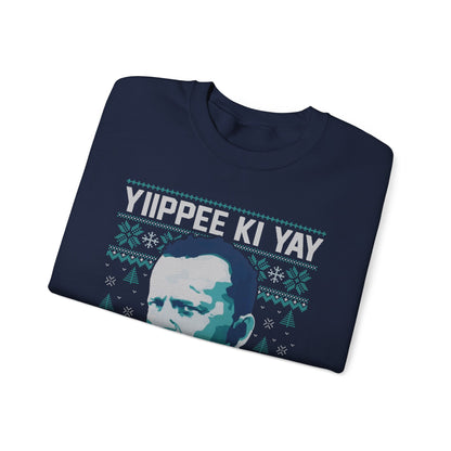 Yippee Ki Yay Merry Christmas Sweatshirt | Die Hard Inspired Ugly Christmas Sweater | Retro Action Movie Crewneck