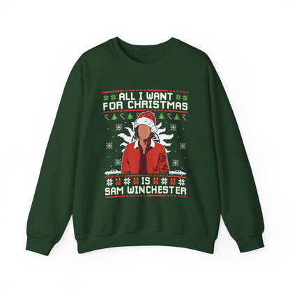 All I Want For Christmas Is Sam Winchester Sweatshirt | Supernatural Ugly Christmas Sweater | Sam Winchester Holiday Top