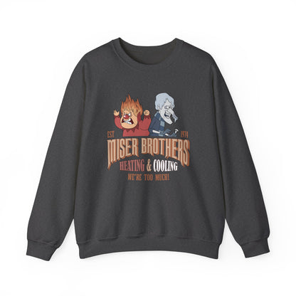 Miser Brothers Heating and Cooling Sweatshirt | Vintage Logo | Heat Miser and Snow Miser Retro Christmas Crewneck
