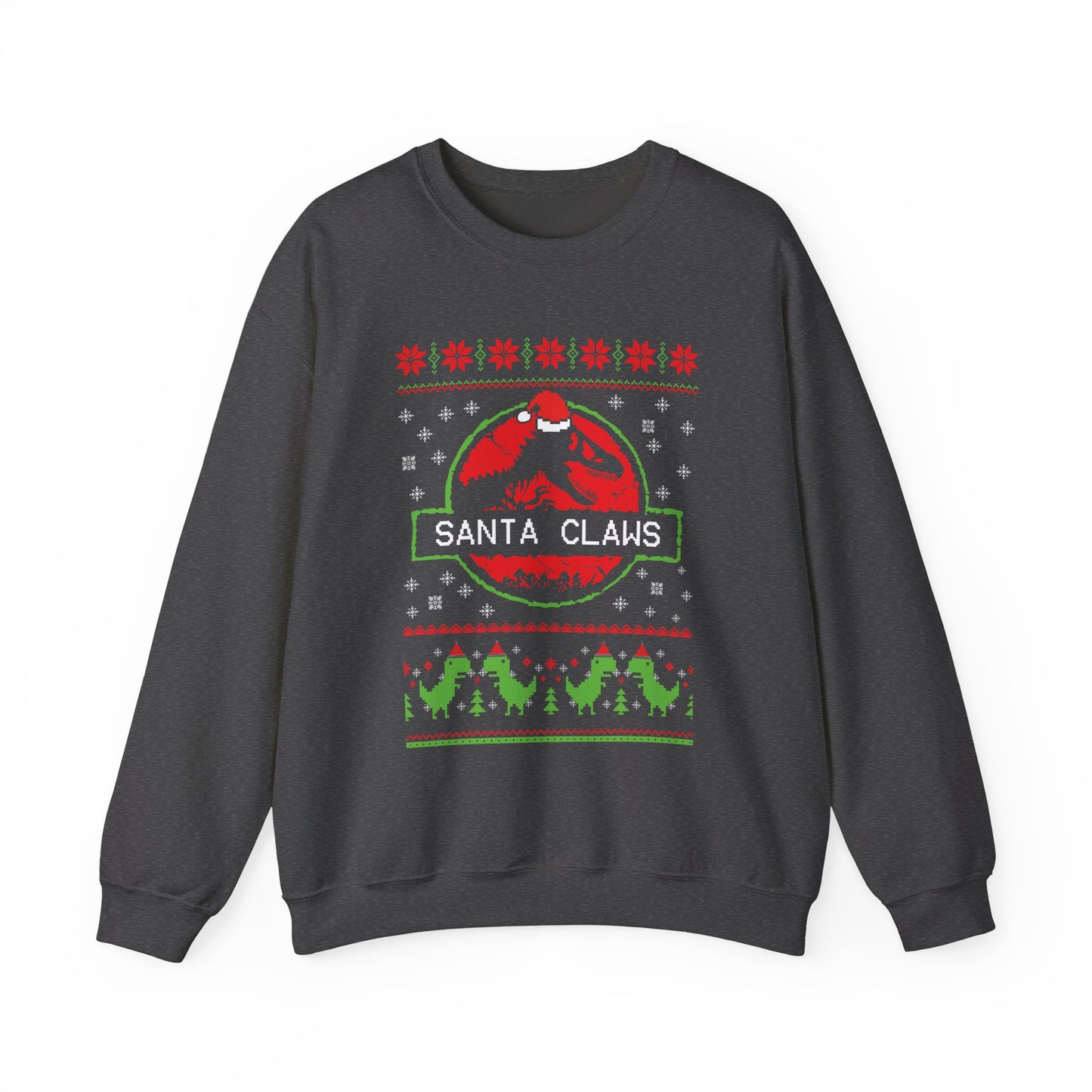 Santa Claws Jurassic Christmas Sweatshirt | Dinosaur Parody Ugly Christmas Sweater | Funny Santa Claws Dino Top