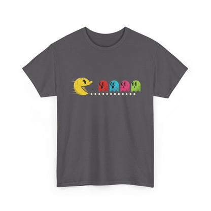 Vintage Pac-Man Inspired Retro Ghost Lineup T-Shirt | Classic Arcade Gamer Tee | Ghosts Chomping Graphic Shirt