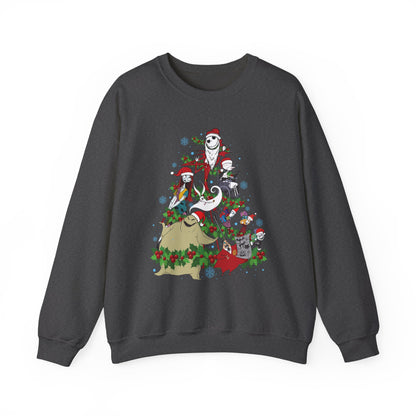 Nightmare Before Christmas Tree Sweatshirt | Jack Sally Zero Oogie Inspired Ugly Christmas Sweater | Spooky Holiday Top