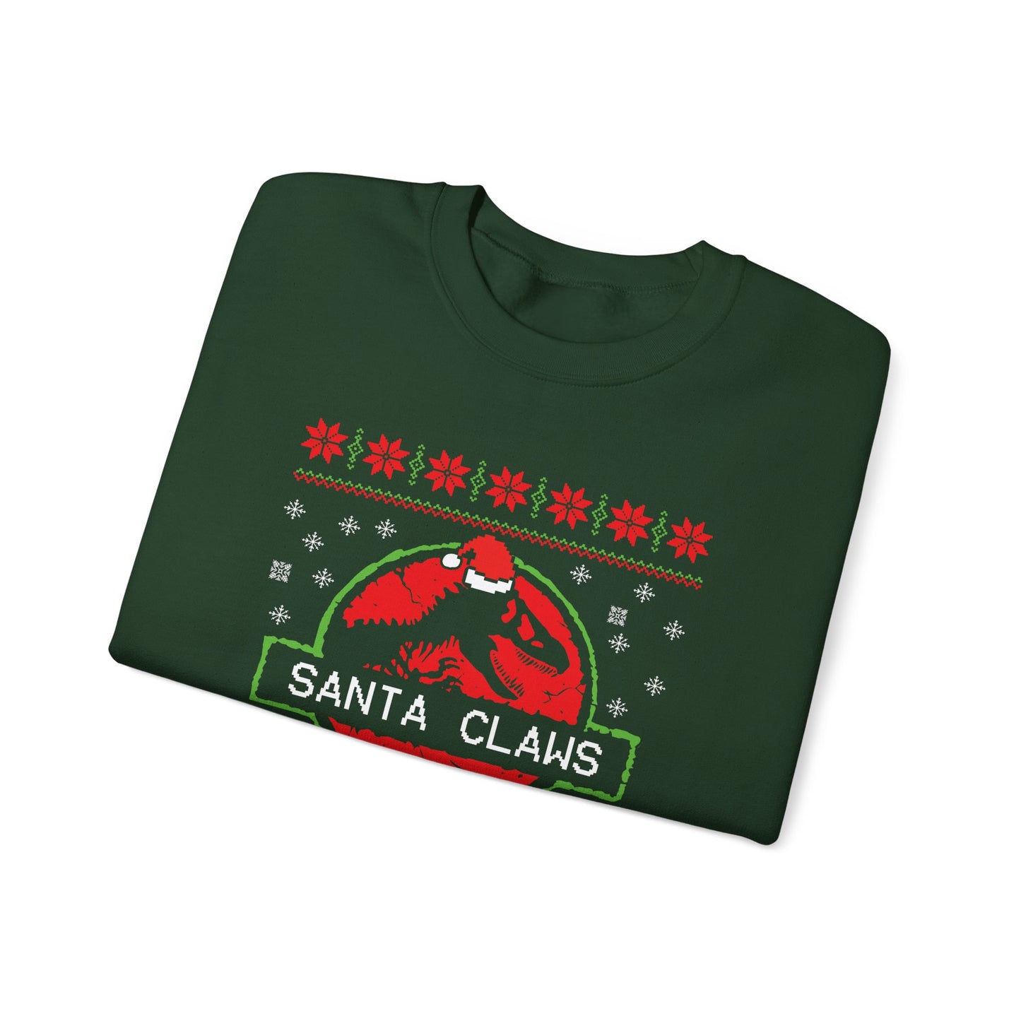 Santa Claws Jurassic Christmas Sweatshirt | Dinosaur Parody Ugly Christmas Sweater | Funny Santa Claws Dino Top