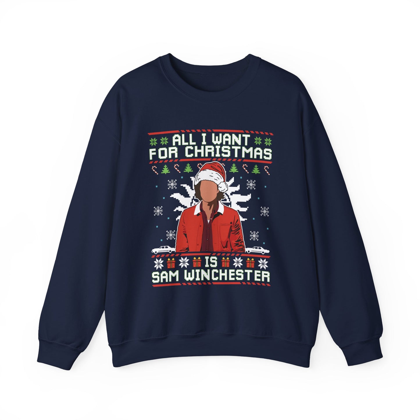 All I Want For Christmas Is Sam Winchester Sweatshirt | Supernatural Ugly Christmas Sweater | Sam Winchester Holiday Top