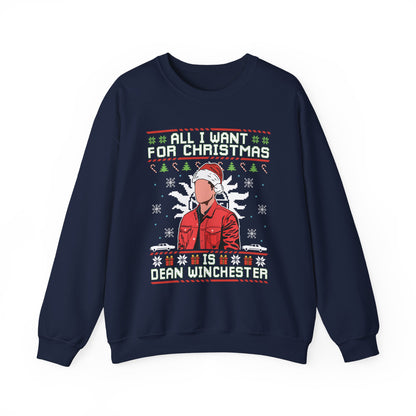 All I Want For Christmas Is Dean Winchester Sweatshirt | Supernatural Ugly Christmas Sweater | Dean Winchester Holiday Top