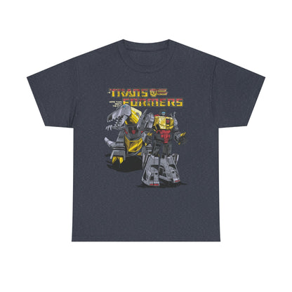 Vintage Transformers Parody T Shirt | Retro Mech Bots Distressed Tee | 80s Cartoon Robot Graphic Shirt