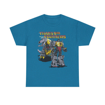 Vintage Transformers Parody T Shirt | Retro Mech Bots Distressed Tee | 80s Cartoon Robot Graphic Shirt
