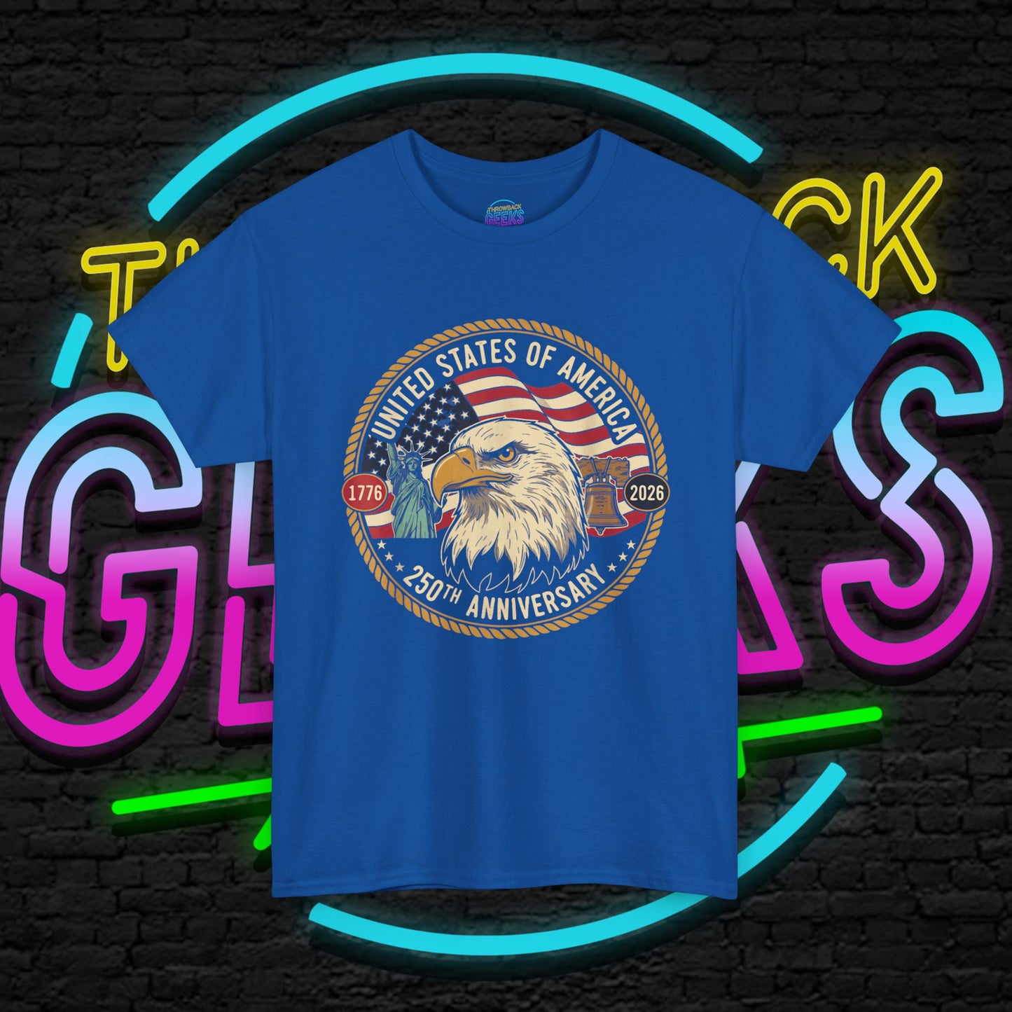 USA 250th Anniversary Shirt, Patriotic Bald Eagle Tee, American Flag Crest Graphic, Independence Day Outfit, Veteran Gift, Unisex T-Shirt