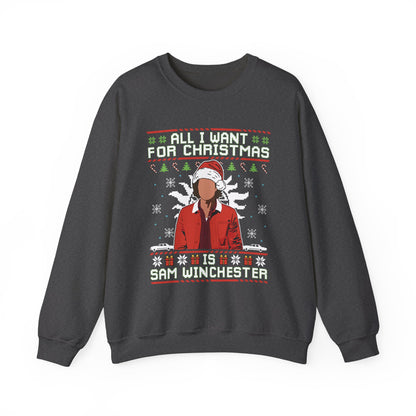 All I Want For Christmas Is Sam Winchester Sweatshirt | Supernatural Ugly Christmas Sweater | Sam Winchester Holiday Top