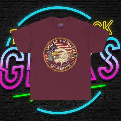 USA 250th Anniversary Shirt, Patriotic Bald Eagle Tee, American Flag Crest Graphic, Independence Day Outfit, Veteran Gift, Unisex T-Shirt
