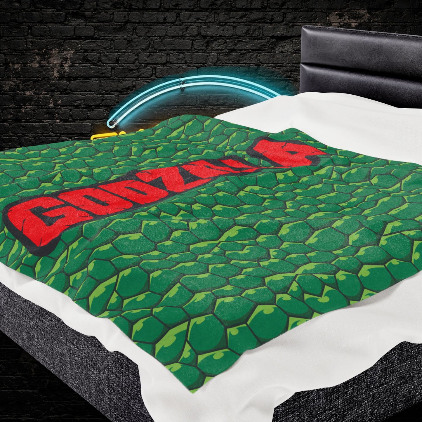Blanket, Godzilla inspired Velveteen Plush Blanket, Big Monster Movie Night, Cozy Throw for Kaiju Fans, Super Soft Bedding, Unique Home