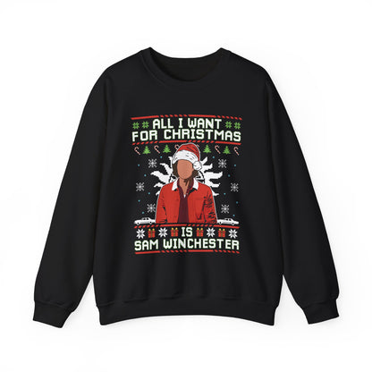 All I Want For Christmas Is Sam Winchester Sweatshirt | Supernatural Ugly Christmas Sweater | Sam Winchester Holiday Top