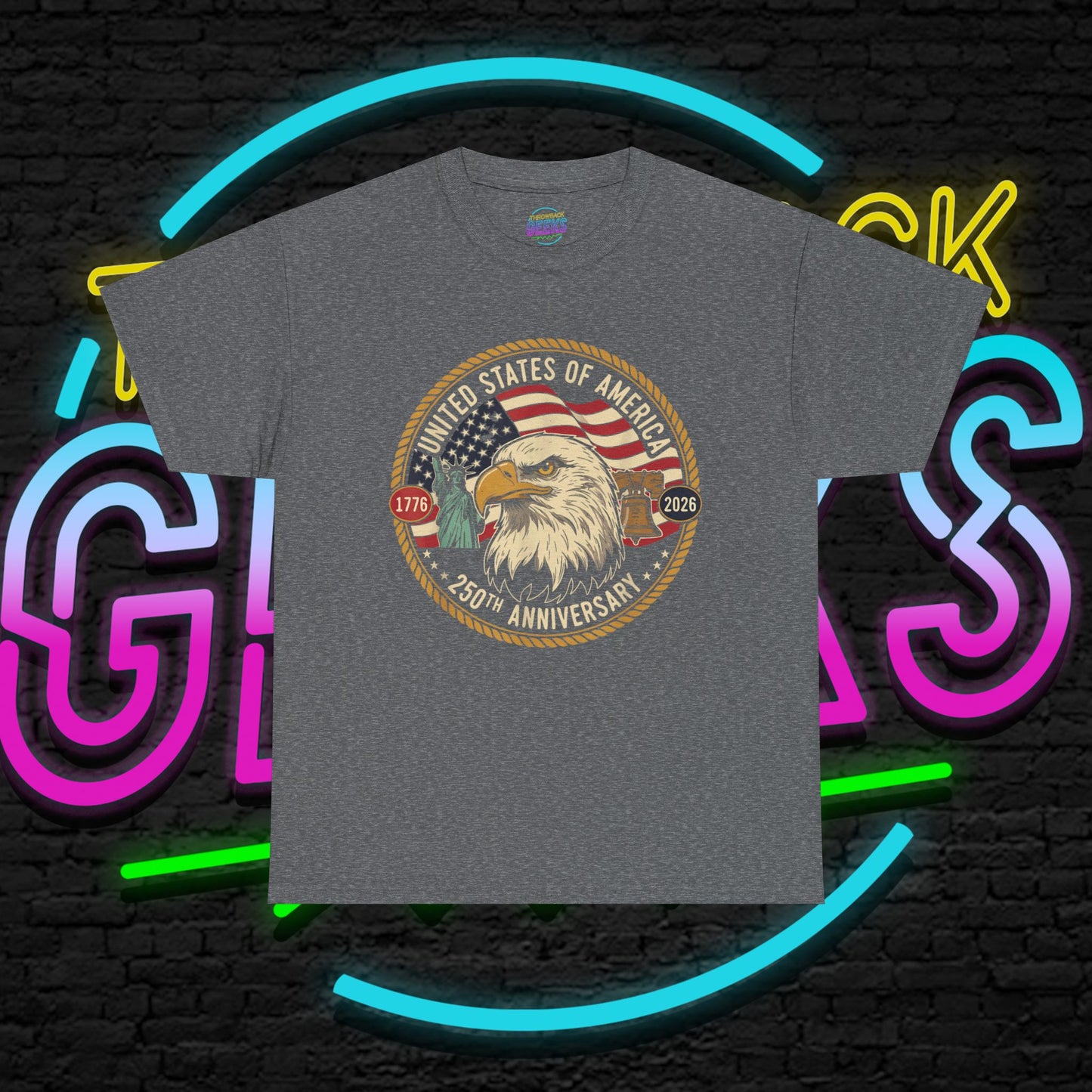 USA 250th Anniversary Shirt, Patriotic Bald Eagle Tee, American Flag Crest Graphic, Independence Day Outfit, Veteran Gift, Unisex T-Shirt