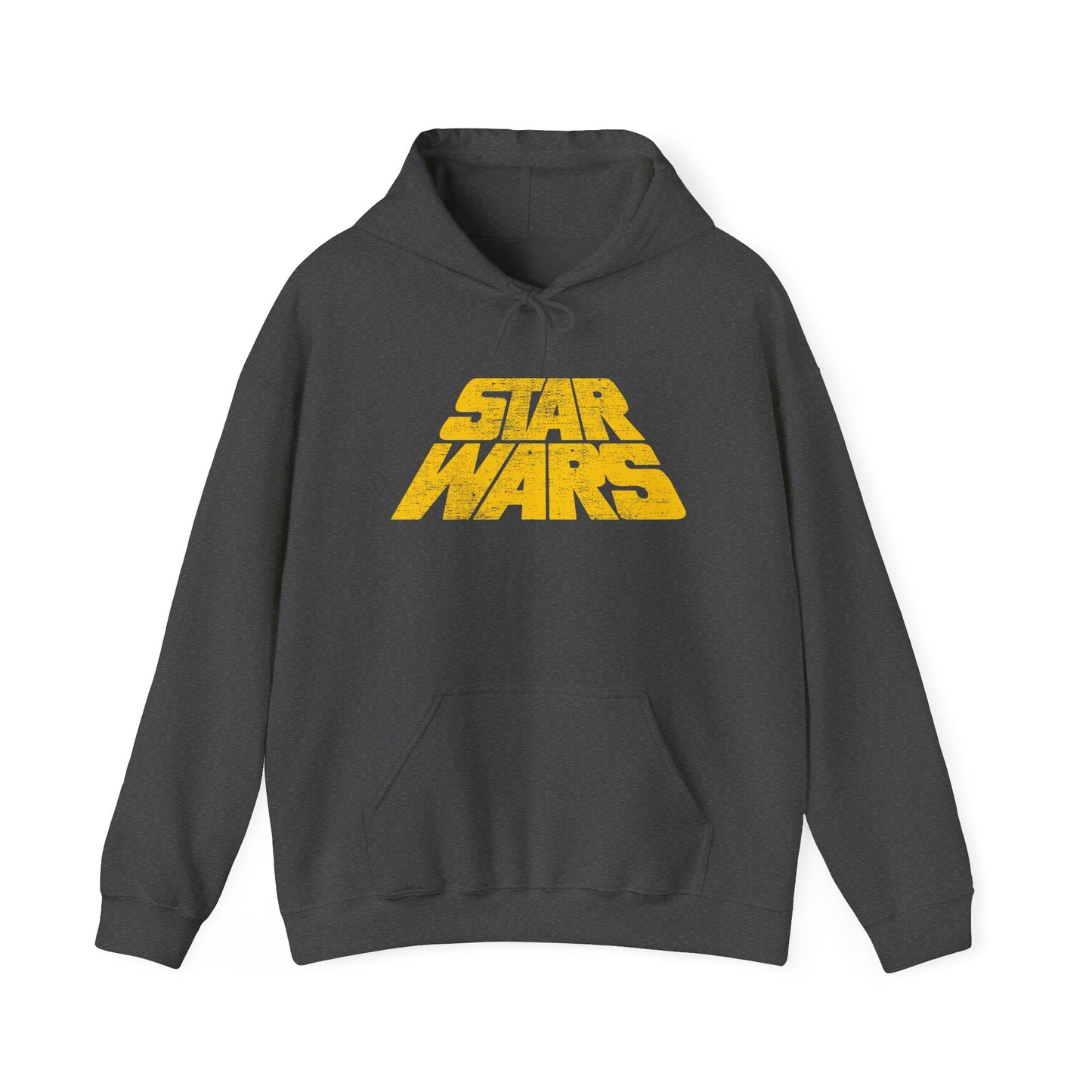 Star Wars Hoodie - Vintage Distressed Logo Pullover, Retro Galactic Saga Fleece Sweatshirt, Classic Sci-Fi Fan Gift, Unisex Gildan 18500