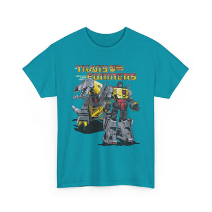 Vintage Transformers Parody T Shirt | Retro Mech Bots Distressed Tee | 80s Cartoon Robot Graphic Shirt