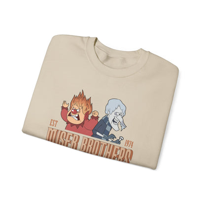 Miser Brothers Heating and Cooling Sweatshirt | Vintage Logo | Heat Miser and Snow Miser Retro Christmas Crewneck