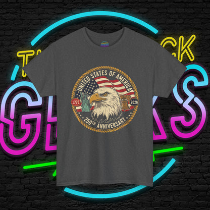 USA 250th Anniversary Shirt, Patriotic Bald Eagle Tee, American Flag Crest Graphic, Independence Day Outfit, Veteran Gift, Unisex T-Shirt
