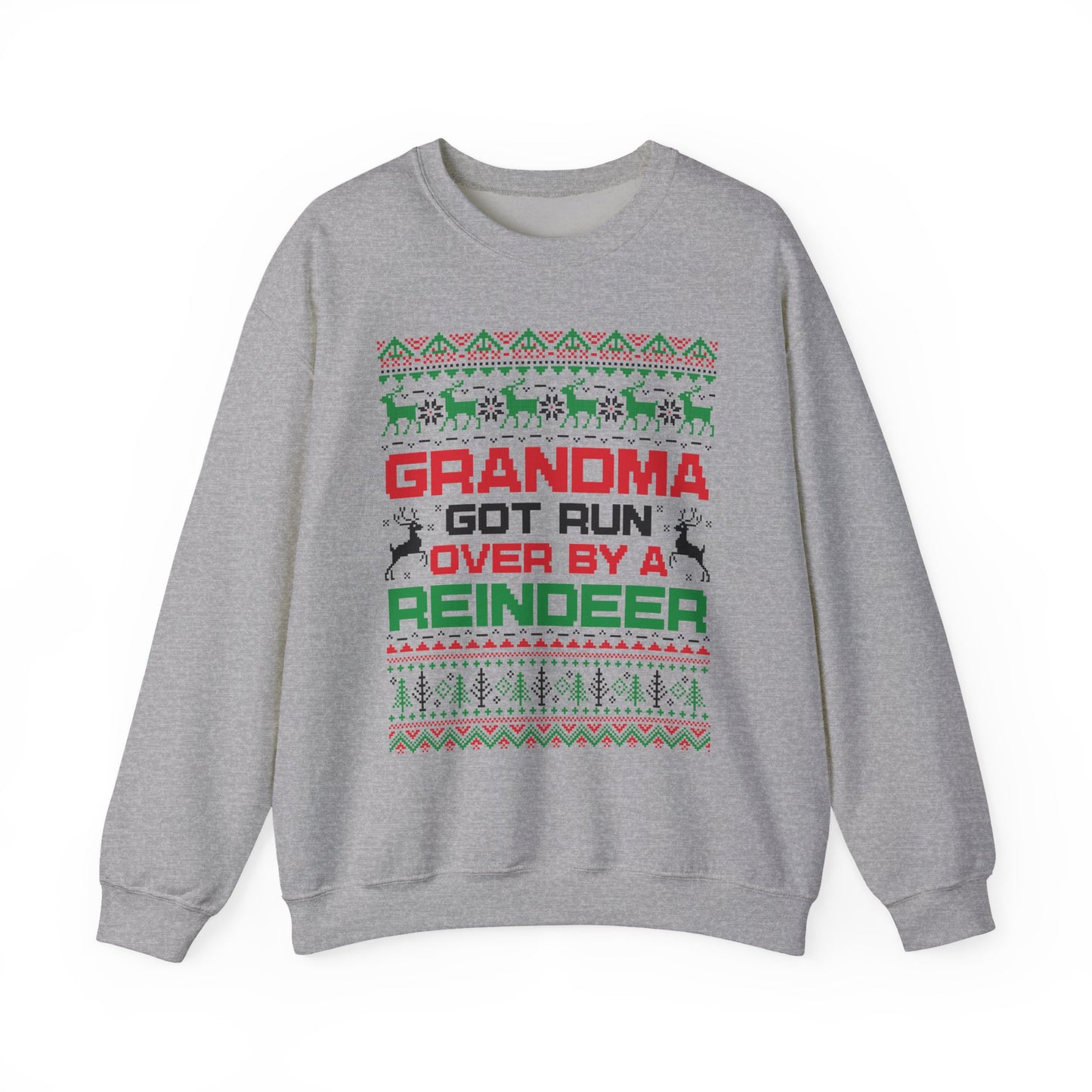 Grandma Got Run Over By A Reindeer Sweatshirt | Funny Christmas Song Ugly Sweater | Retro Holiday Crewneck