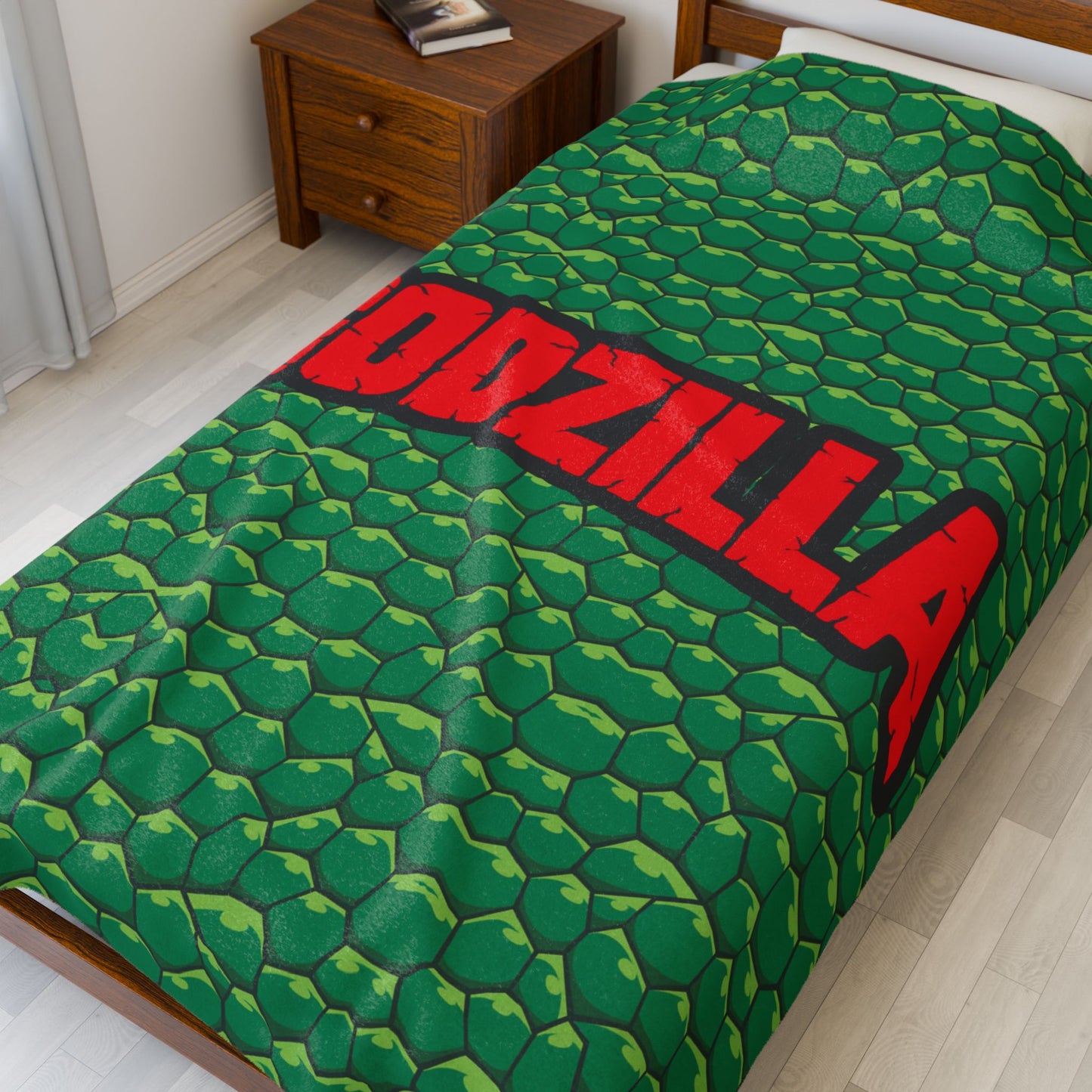 Blanket, Godzilla inspired Velveteen Plush Blanket, Big Monster Movie Night, Cozy Throw for Kaiju Fans, Super Soft Bedding, Unique Home