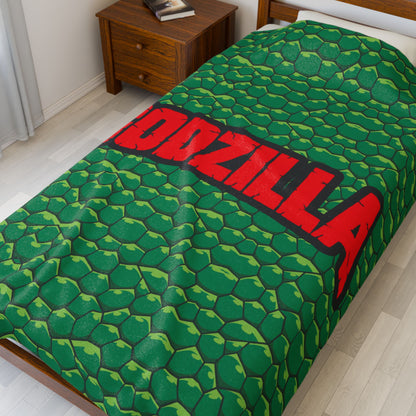 Blanket, Godzilla inspired Velveteen Plush Blanket, Big Monster Movie Night, Cozy Throw for Kaiju Fans, Super Soft Bedding, Unique Home