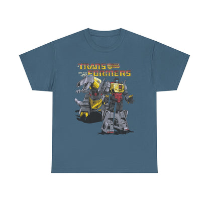Vintage Transformers Parody T Shirt | Retro Mech Bots Distressed Tee | 80s Cartoon Robot Graphic Shirt