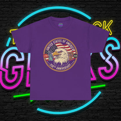 USA 250th Anniversary Shirt, Patriotic Bald Eagle Tee, American Flag Crest Graphic, Independence Day Outfit, Veteran Gift, Unisex T-Shirt